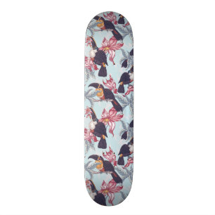 Skateboard Toucans con las flores exóticas