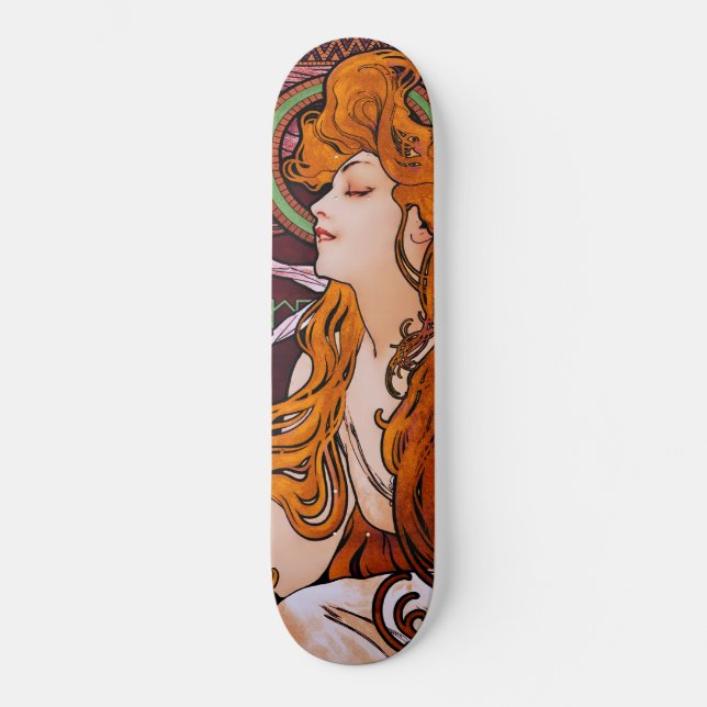 Skateboard TRABAJO de Alphonse Mucha (Anverso)