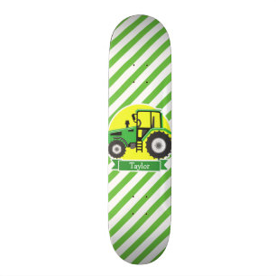 Skateboard Tractor de granja verde con amarillo; verde y blan