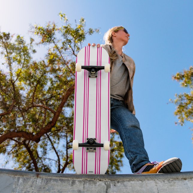 Skateboard Trazo blanco y rosado HAMbWG (Exterior 1)