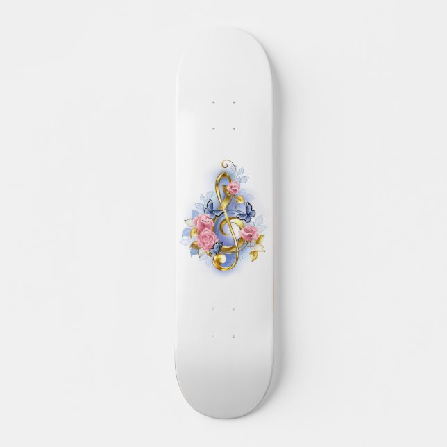 Skateboard Treble arrecife con rosas rosas rosas rosas (Anverso )
