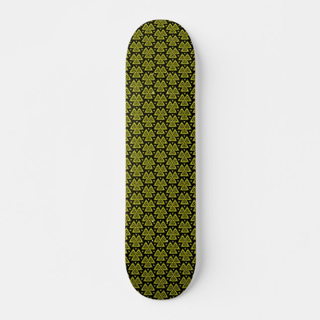 Skateboard Tres triángulos v1 - Negro y amarillo (Anverso )