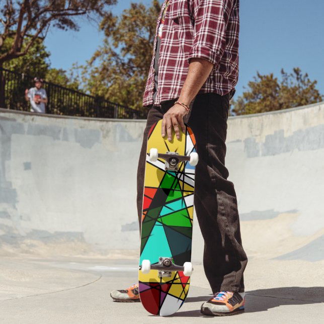 Skateboard Triángulo moderno geométrico colorido (Exterior 2)