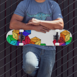 Skateboard Triángulos de cubo aleatorio de arco iris brillant