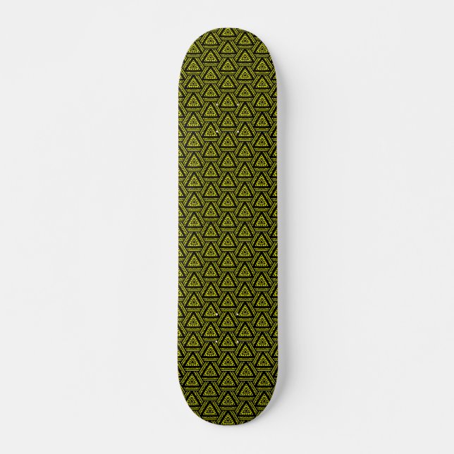 Skateboard Triángulos entrelazados v1 - Negro y amarillo (Anverso )