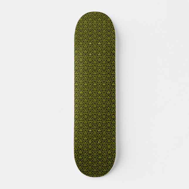 Skateboard Triángulos entrelazados v2 - Negro y amarillo (Anverso )