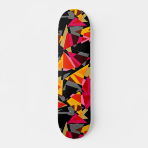 Skateboard Triángulos, formas geométricas, amarillo y rojo