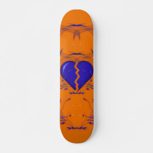 Skateboard tribal/corazón roto (naranja y azul)