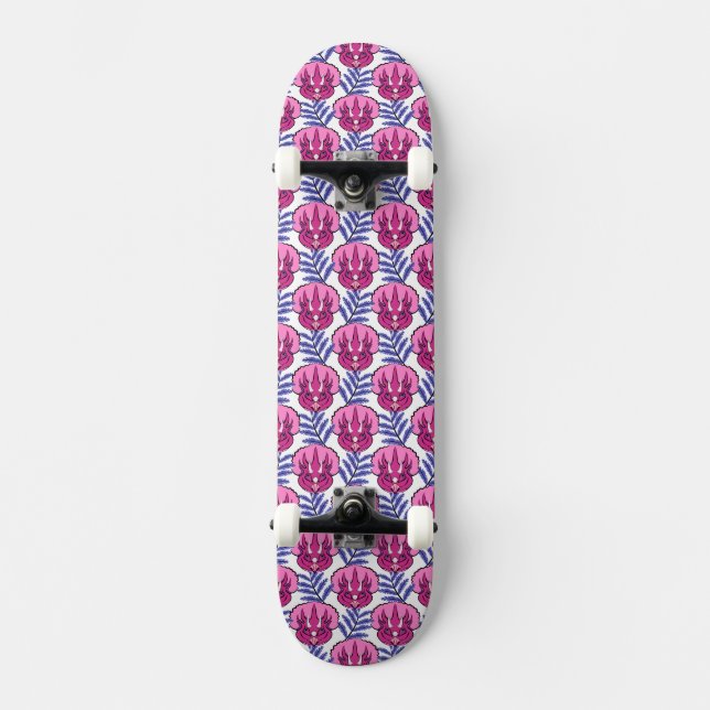 Skateboard Triceratops Bonito Dinosaurio Rosa (Anverso)