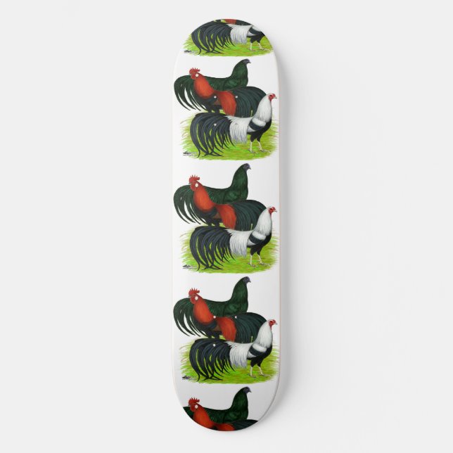 Skateboard Trío de gallos de cola larga (Anverso)