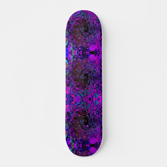Skateboard Trípedo negro y magenta retro líquido giratorio (Anverso )