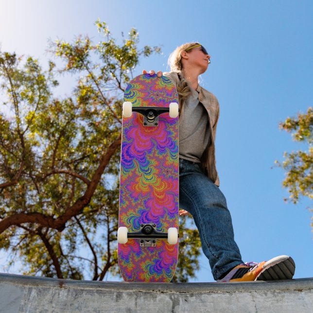 Skateboard Trippy Funky Audaz Vibrante Arcoíris Abstracto Fra (Exterior 1)