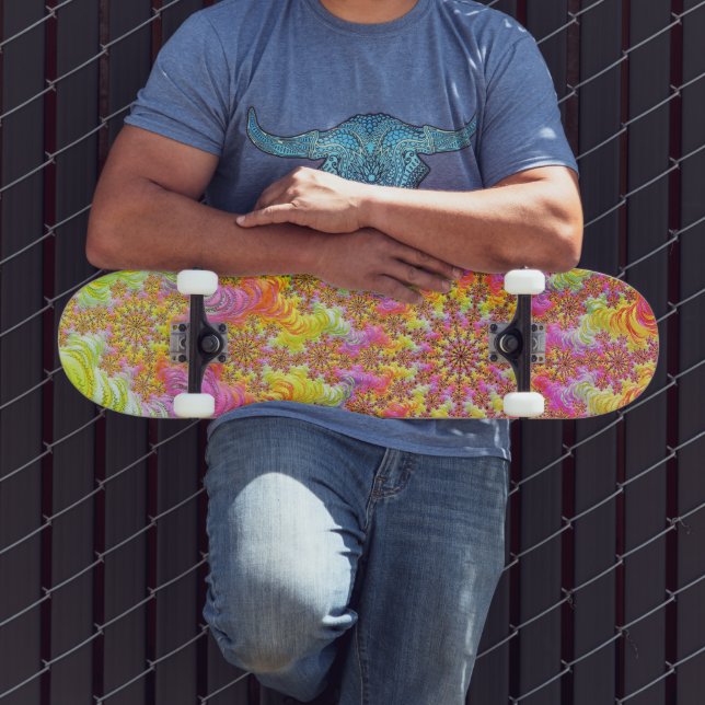 Skateboard Trippy Groovy Funky Psicodélico Fractal Explosión (Exterior 3)