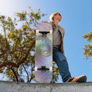Skateboard Trippy Groovy Pastel Arcoiris Espiral de arte frac