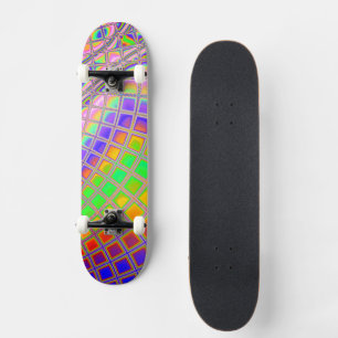 Skateboard Trippy Groovy Vibrant Resumen Arte Fractal Digital