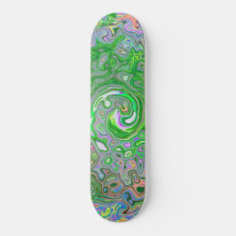 Skateboard Trippy Lime Green y Pink Resumen Swirt Retro