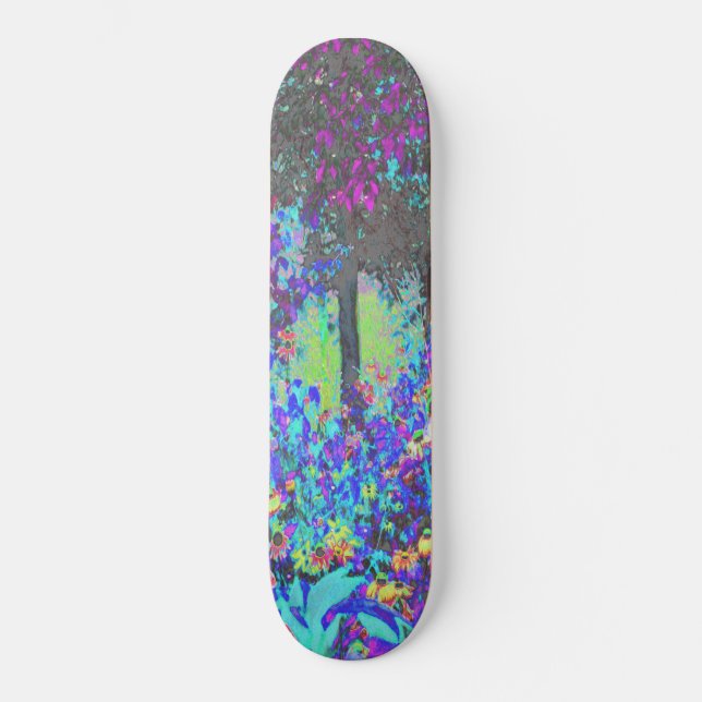 Skateboard Trippy Lime Green y Purple Garden Sunrise (Anverso)