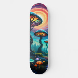 Skateboard Trippy Mushroom Planet