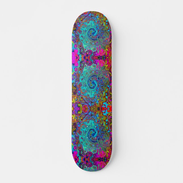 Skateboard Trippy Sky Blue Abstract Retro Liquid Swirl (Anverso )