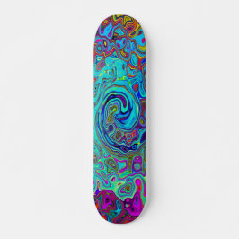 Skateboard Trippy Sky Blue Abstract Retro Liquid Swirl