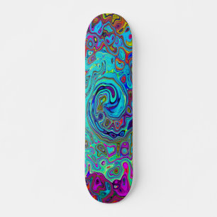 Skateboard Trippy Sky Blue Abstract Retro Liquid Swirl