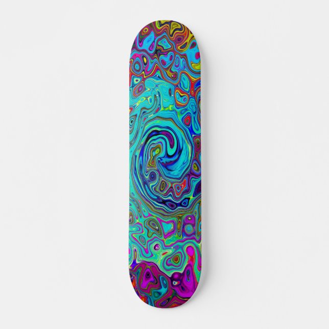 Skateboard Trippy Sky Blue Abstract Retro Liquid Swirl (Anverso )