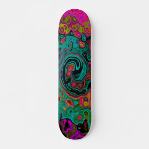 Skateboard Trippy Turquoise Resumen Retro Liquid Swirl