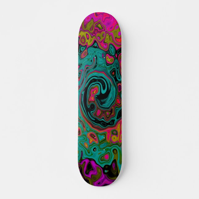 Skateboard Trippy Turquoise Resumen Retro Liquid Swirl (Anverso )