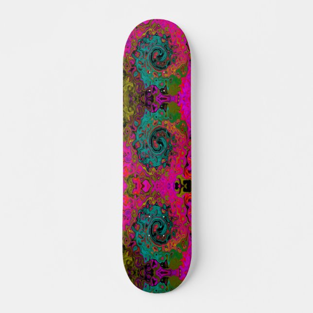 Skateboard Trippy Turquoise Resumen Retro Liquid Swirl (Anverso )