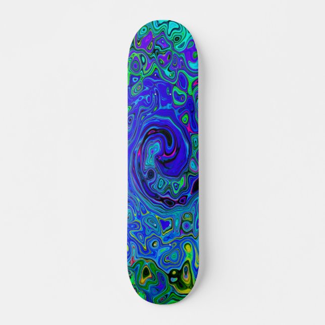 Skateboard Trippy Violet Blue Abstract Retro Liquid Swirl (Anverso )