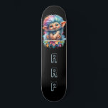 Skateboard *~* Troll de arco iris de peinado de peñón de Neon<br><div class="desc">(Código de búsqueda AP89 para elementos Troll y AP88 para elementos de temas medievales) Transferir fácilmente a otros productos Zazzle. Skateboard de fondo NEGRO. Los colores brillantes y tan felices del NÓNICO Arcoiris simplemente emiten las imágenes TROLL y LETRAS. Personalizar / Personaliza tus INICIALES / MONOGRAM. Exquisito Adorable Cute divertido...</div>