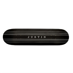 Skateboard Tu texto personalizado y rayas modernas Negro y