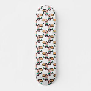 Skateboard tucán ave de la selva patrón de dibujos animados a
