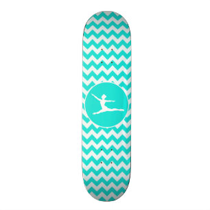 Skateboard Turquesa, Aqua Color Chevron; Ballet