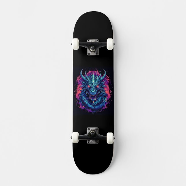 Skateboard Turquesa Dragón (Anverso)