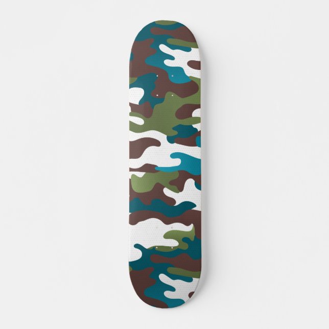 Skateboard Turquesa marrón blanco de camo urbano invierno (Anverso )