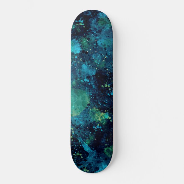 Skateboard Turquesa y amarillo poco entusiasta (Anverso)