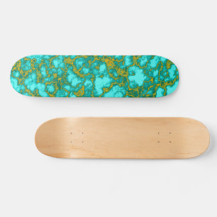 Skateboard Turquesa y oro