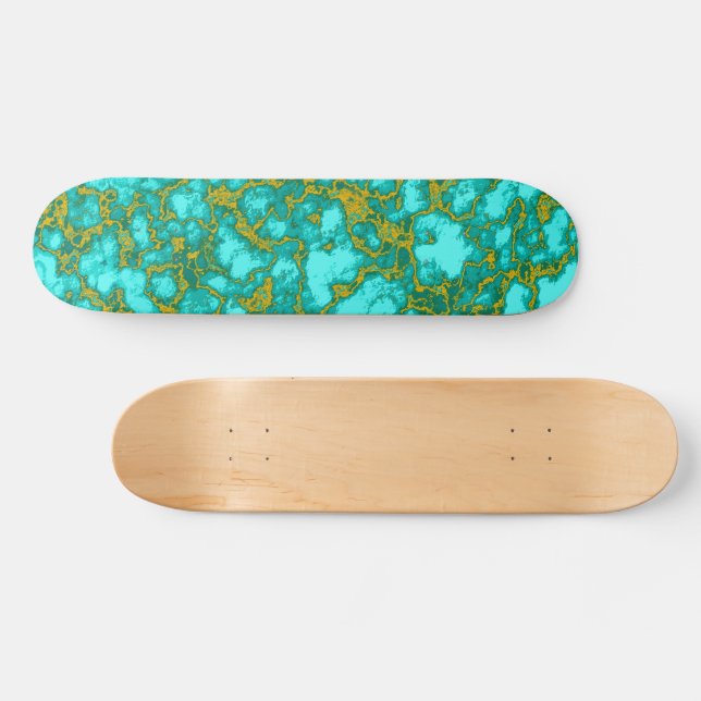 Skateboard Turquesa y oro (Horz)