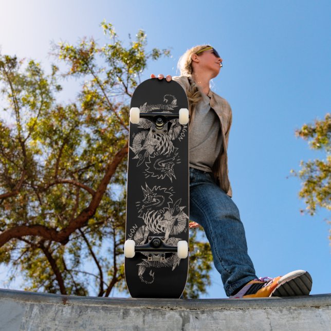 Skateboard Two dragon sketch (Exterior 1)
