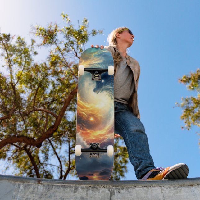 Skateboard Two sea monsters chase each other, fantasy  (Exterior 1)