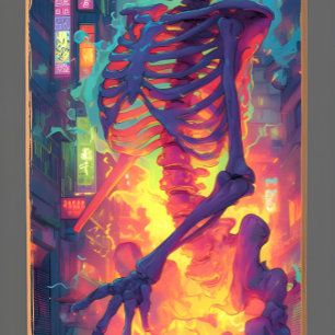 Skateboard Ukiyo-E Skeleton Graffiti Eléctrico   Dedo oscuro