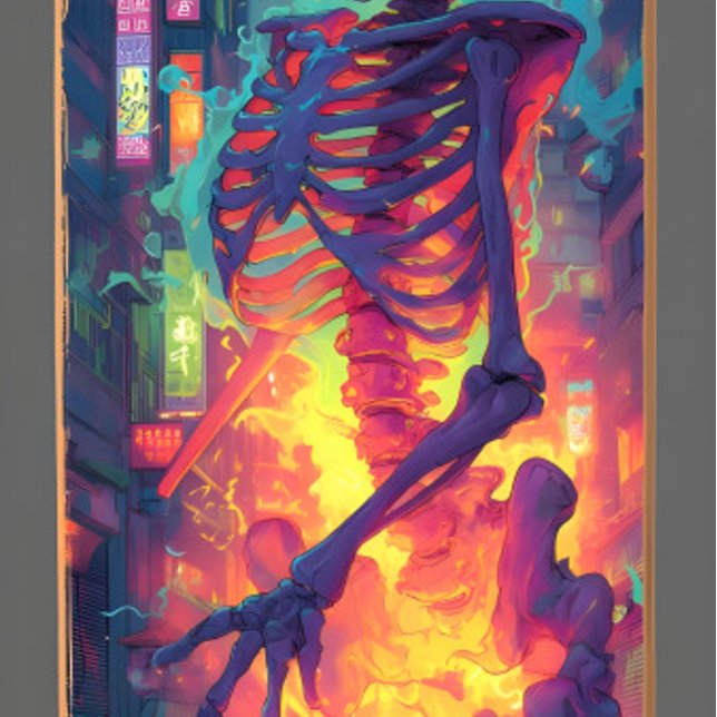 Skateboard Ukiyo-E Skeleton Graffiti Eléctrico | Dedo oscuro (Subido por el creador)