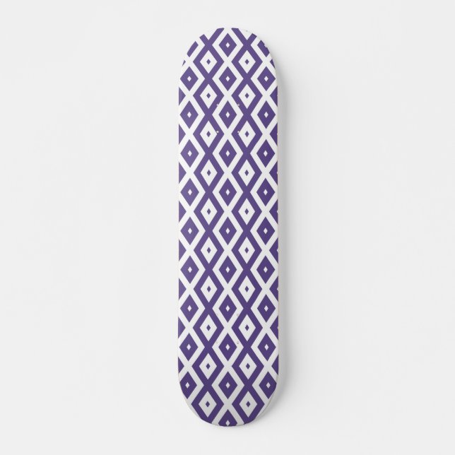 Skateboard Ultra violet and white diamond pattern (Anverso )