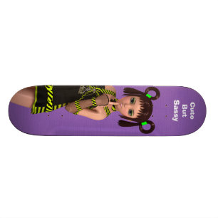 Skateboard Un Chica De Anime Kawaii Con Una Actitud 3D