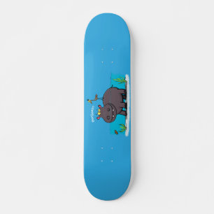 Skateboard Un gracioso hipopótamo con personalizado de pájaro