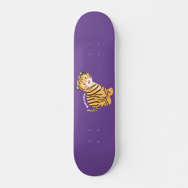 Skateboard Un personalizado feliz del cachorro de tigre (Anverso )