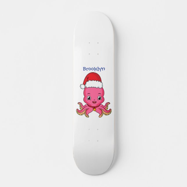 Skateboard Un pulpo alegre lindo usando Navidades gorra perso (Anverso )