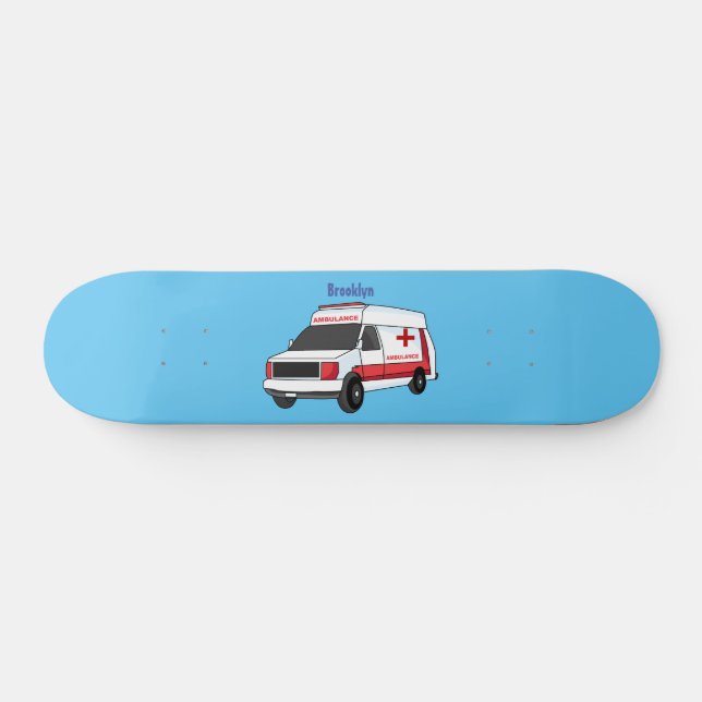 Skateboard Una ambulancia roja curada van personalizado (Horz)