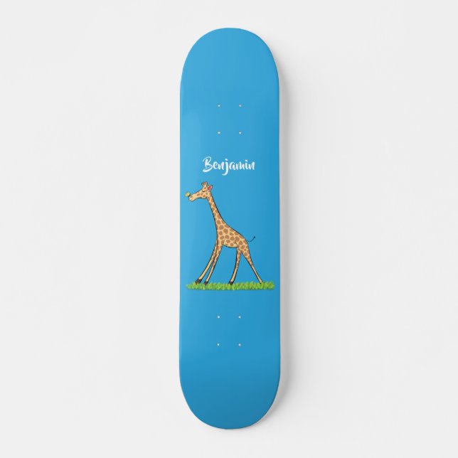 Skateboard Una jirafa alegre con personalizado de mariposa (Anverso )